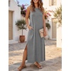 ANRABESS Womens Wrinkle Free Summer Sundress Sleeveless Maxi Dress &Pockets(Grey)