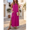 ANRABESS Womens Wrinkle Free Summer Sundress Sleeveless Maxi Dress &Pockets(Hot Pink)