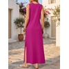 ANRABESS Womens Wrinkle Free Summer Sundress Sleeveless Maxi Dress &Pockets(Hot Pink)