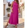 ANRABESS Womens Wrinkle Free Summer Sundress Sleeveless Maxi Dress &Pockets(Hot Pink)