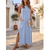 ANRABESS Womens Wrinkle Free Summer Sundress Sleeveless Maxi Dress &Pockets(Light Blue)