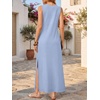 ANRABESS Womens Wrinkle Free Summer Sundress Sleeveless Maxi Dress &Pockets(Light Blue)