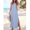 ANRABESS Womens Wrinkle Free Summer Sundress Sleeveless Maxi Dress &Pockets(Light Blue)