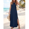 ANRABESS Womens Wrinkle Free Summer Sundress Sleeveless Maxi Dress &Pockets(Navy Blue)