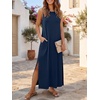 ANRABESS Womens Wrinkle Free Summer Sundress Sleeveless Maxi Dress &Pockets(Navy Blue)