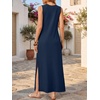 ANRABESS Womens Wrinkle Free Summer Sundress Sleeveless Maxi Dress &Pockets(Navy Blue)