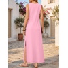 ANRABESS Womens Wrinkle Free Summer Sundress Sleeveless Maxi Dress &Pockets(Pink)