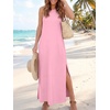 ANRABESS Womens Wrinkle Free Summer Sundress Sleeveless Maxi Dress &Pockets(Pink)