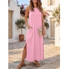 ANRABESS Womens Wrinkle Free Summer Sundress Sleeveless Maxi Dress &Pockets(Pink)