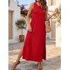 ANRABESS Womens Wrinkle Free Summer Sundress Sleeveless Maxi Dress &Pockets(Red)