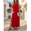 ANRABESS Womens Wrinkle Free Summer Sundress Sleeveless Maxi Dress &Pockets(Red)