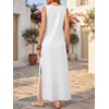 ANRABESS Womens Wrinkle Free Summer Sundress Sleeveless Maxi Dress &Pockets(White)
