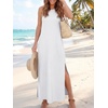 ANRABESS Womens Wrinkle Free Summer Sundress Sleeveless Maxi Dress &Pockets(White)