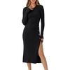 ANRABESS Womens Fall Long Sleeve Ribbed Knit Bodycon Midi Sweater Dress(Black)