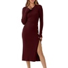 ANRABESS Womens Fall Long Sleeve Ribbed Knit Bodycon Midi Sweater Dress(Wine Red)