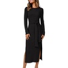 ANRABESS Womens Long Sleeve Midi Sweater Dress Bodycon Fall Dresses(Black)