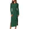 ANRABESS Womens Long Sleeve Midi Sweater Dress Bodycon Fall Dresses(Deep Green)