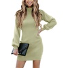 ANRABESS Womens Long Sleeve Turtle Neck Fall Bodycon Mini Sweater Dresses(Light Green)