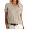 ANRABESS Womens Short Sleeve Sweater Top Wool Blend Business Casual Outfits(Almond)