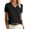 ANRABESS Womens Short Sleeve Sweater Top Wool Blend Business Casual Outfits(Black)