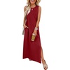 ANRABESS Womens Wrinkle Free Summer Sundress Sleeveless Maxi Dress &Pockets(Dark Red)