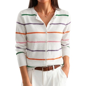 ANRABESS Cardigan Sweaters for Women Lightweight Fall Outfits(Rainbow Stripe)