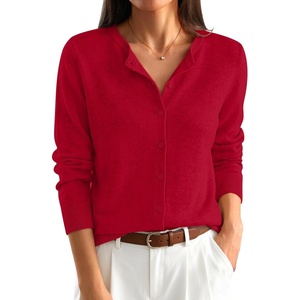 ANRABESS Cardigan Sweaters for Women Lightweight Fall Outfits(Red)