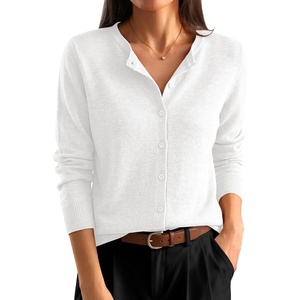 ANRABESS Cardigan Sweaters for Women Lightweight Fall Outfits(White)