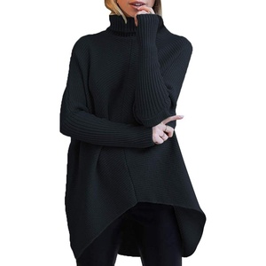 ANRABESS Women Oversized Turtleneck Sweater Batwing Tunic Tops Fall Outfits(Black)