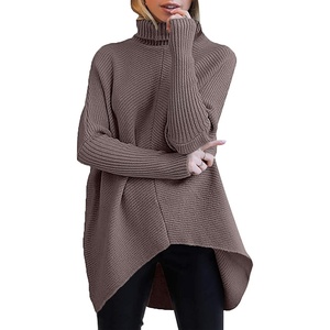 ANRABESS Women Oversized Turtleneck Sweater Batwing Tunic Tops Fall Outfits(Brown)