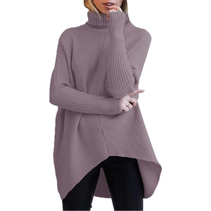 ANRABESS Women Oversized Turtleneck Sweater Batwing Tunic Tops Fall Outfits(Dark Purple)