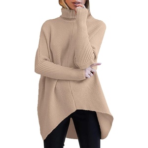 ANRABESS Women Oversized Turtleneck Sweater Batwing Tunic Tops Fall Outfits(Deep Apricot)