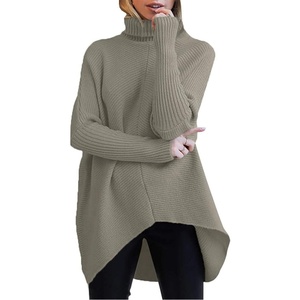 ANRABESS Women Oversized Turtleneck Sweater Batwing Tunic Tops Fall Outfits(Gray Coffee)