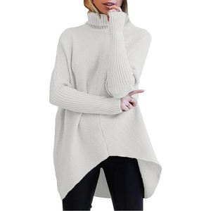 ANRABESS Women Oversized Turtleneck Sweater Batwing Tunic Tops Fall Outfits(Grey)