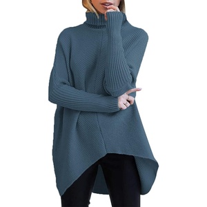 ANRABESS Women Oversized Turtleneck Sweater Batwing Tunic Tops Fall Outfits(Indigo)