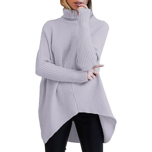 ANRABESS Women Oversized Turtleneck Sweater Batwing Tunic Tops Fall Outfits(Lavender)
