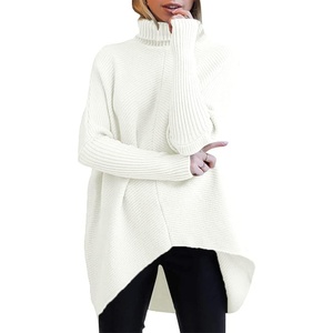 ANRABESS Women Oversized Turtleneck Sweater Batwing Tunic Tops Fall Outfits(White)