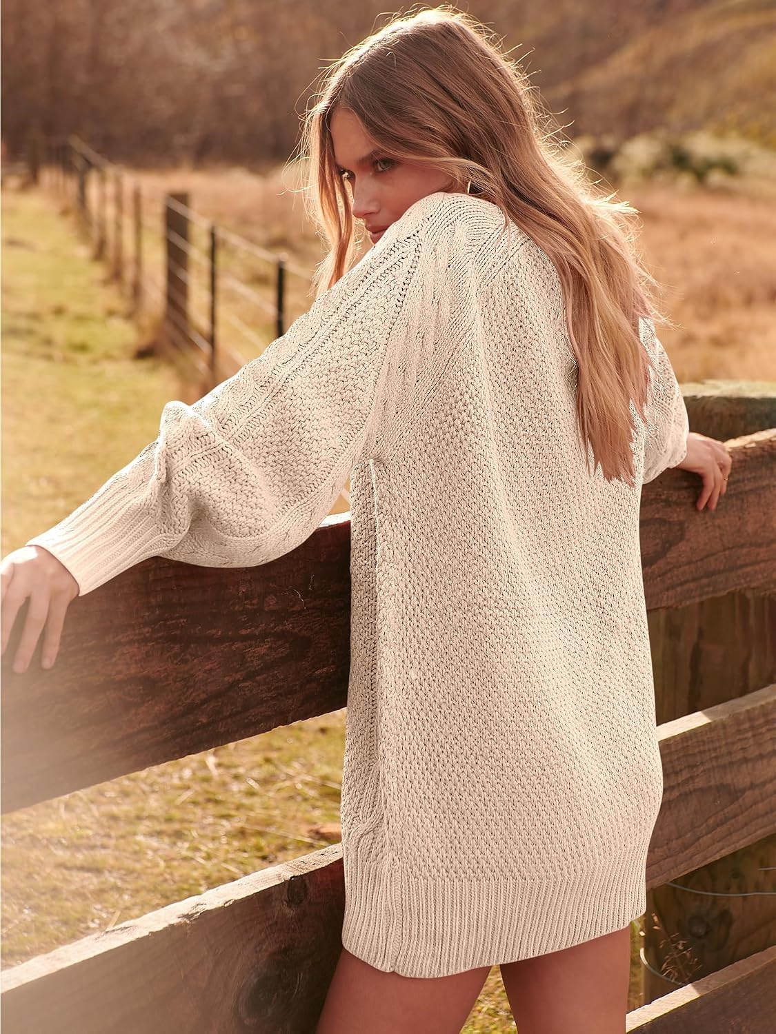 image:imageANRABESS Sweater Dress for Women Oversized Cable Knit Fall Long SleeveApricot