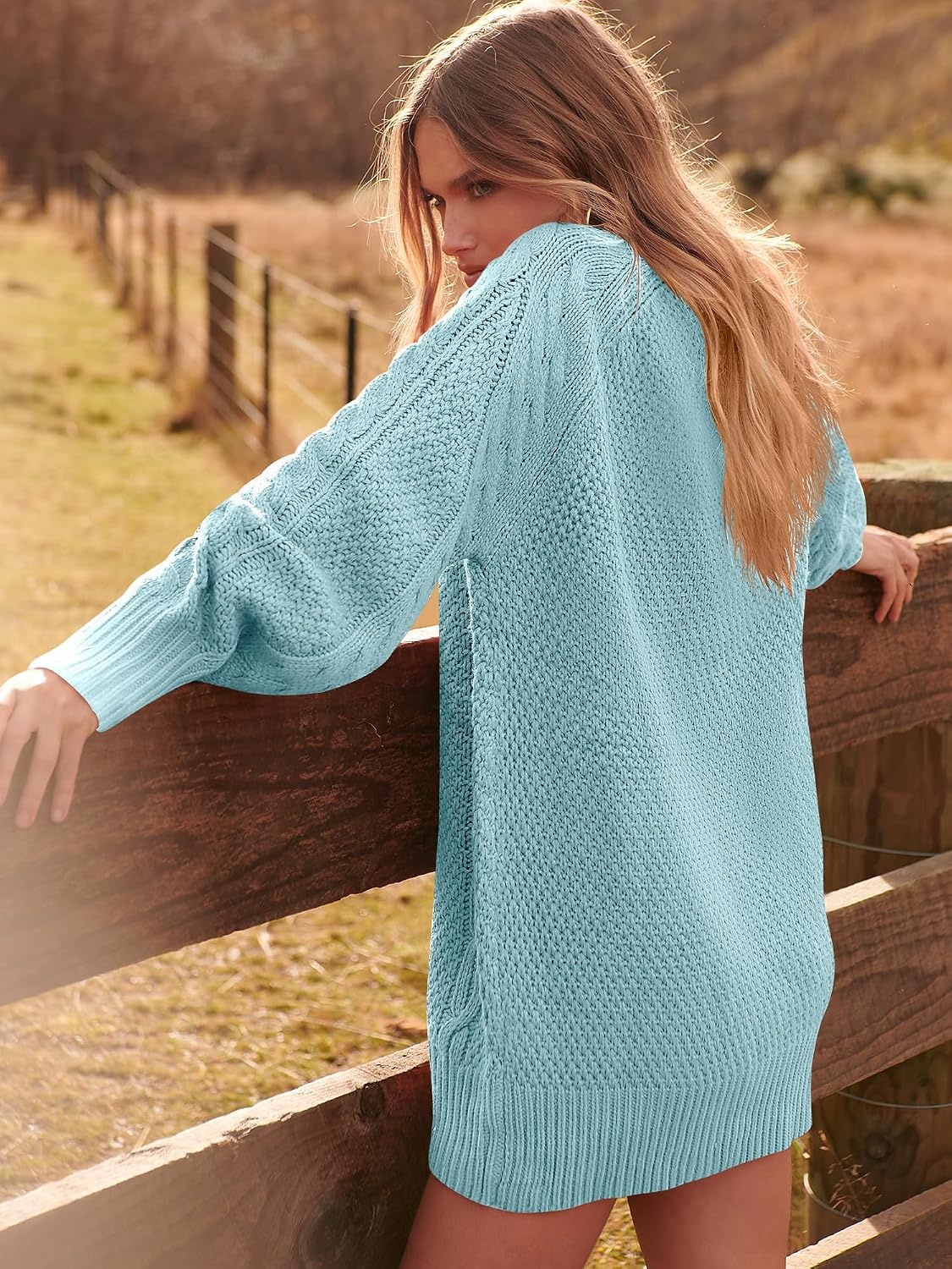 image:imageANRABESS Sweater Dress for Women Oversized Cable Knit Fall Long SleeveBlue