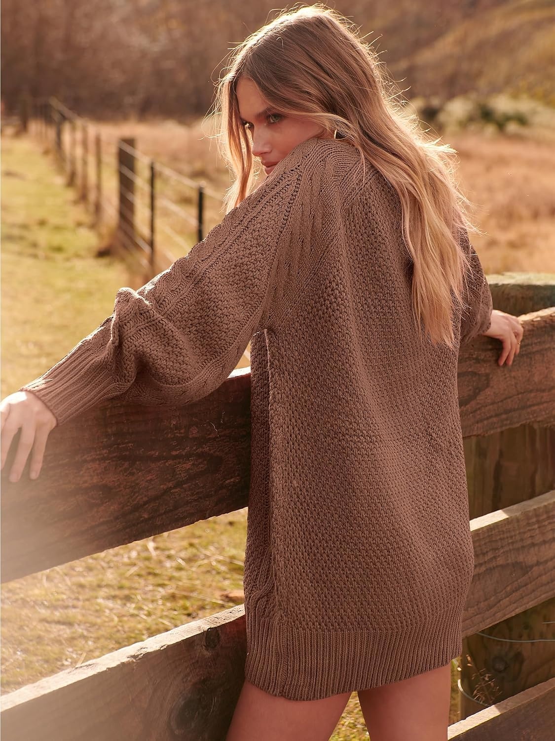 image:imageANRABESS Sweater Dress for Women Oversized Cable Knit Fall Long SleeveBrown