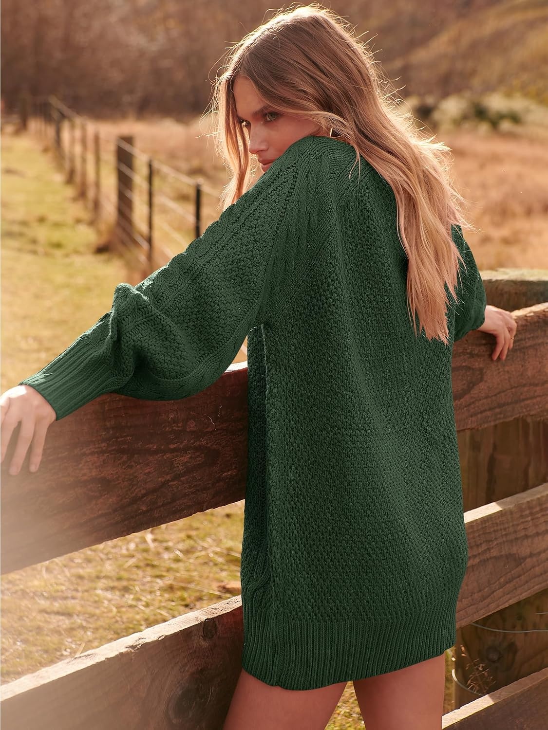 image:imageANRABESS Sweater Dress for Women Oversized Cable Knit Fall Long SleeveDeep Green