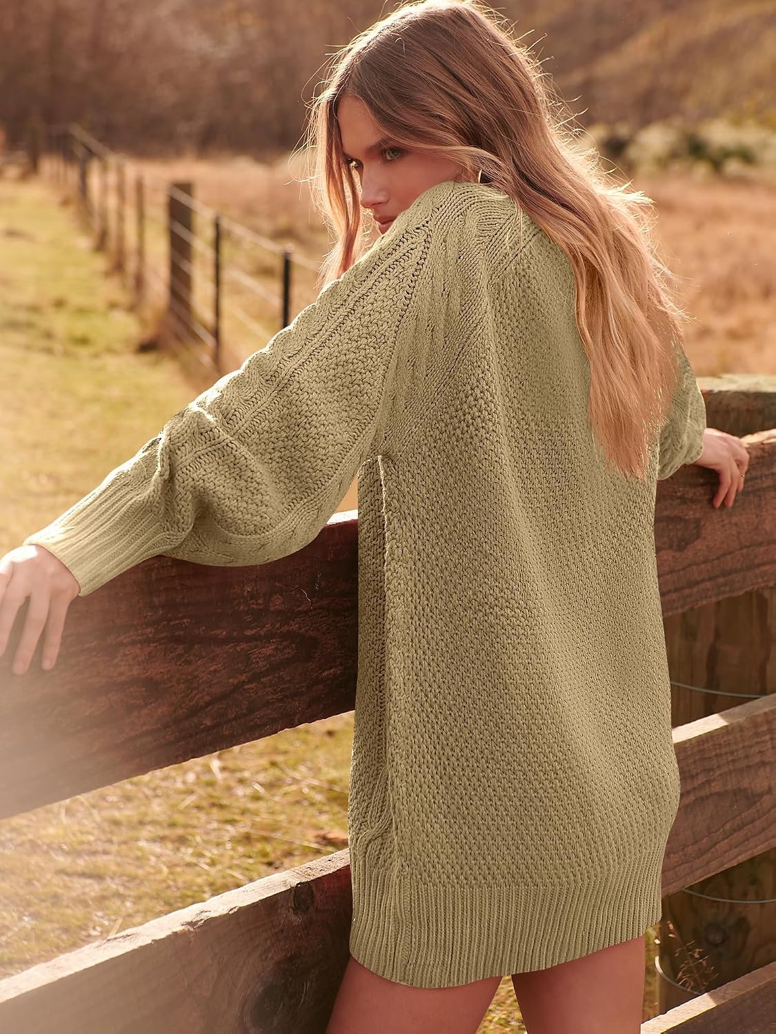 image:imageANRABESS Sweater Dress for Women Oversized Cable Knit Fall Long SleeveKhaki