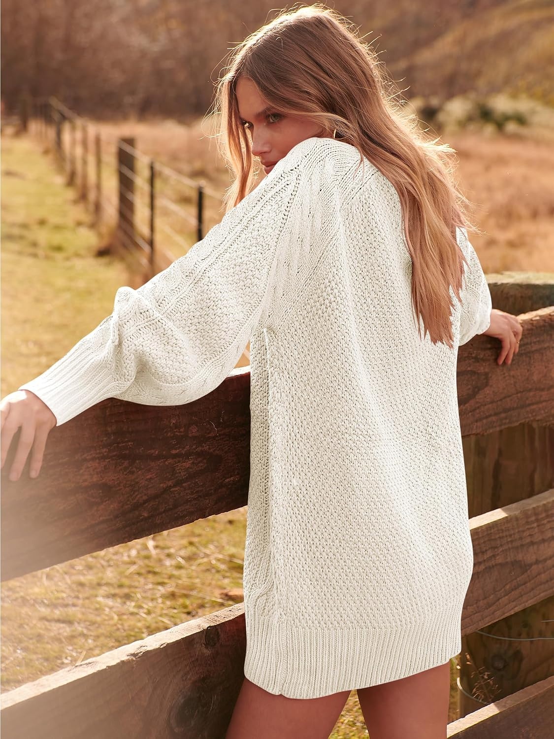 image:imageANRABESS Sweater Dress for Women Oversized Cable Knit Fall Long SleeveWhite