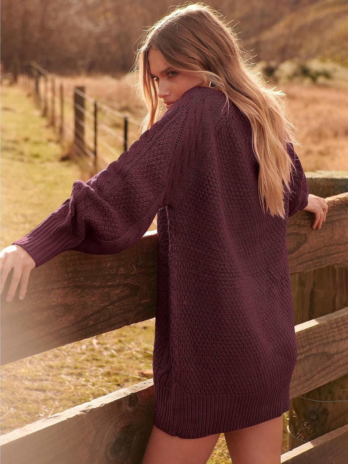 image:imageANRABESS Sweater Dress for Women Oversized Cable Knit Fall Long SleeveWine Red