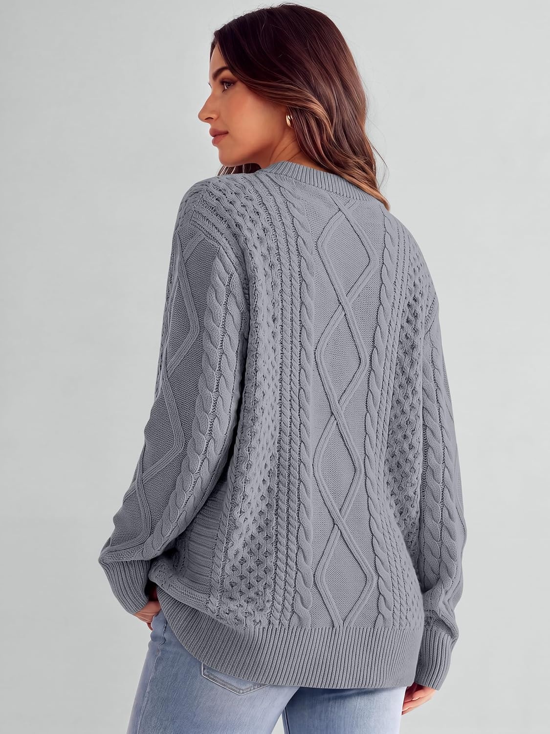 image:imageANRABESS Sweaters for Women Oversized Cable Knit Pullover Fall OutfitsDeep Grey