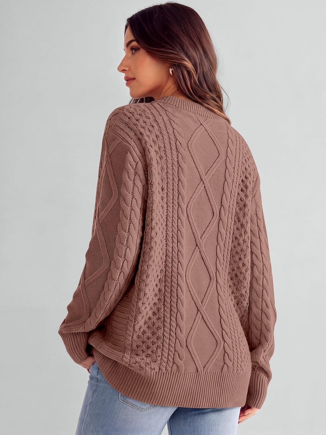 image:imageANRABESS Sweaters for Women Oversized Cable Knit Pullover Fall OutfitsOrange