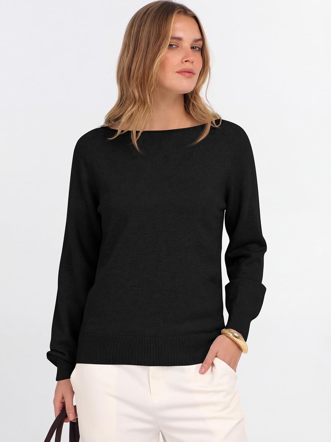 image:imageANRABESS Women Long Sleeve Rolled Neck Fall Lightweight Sweaters TopBlack
