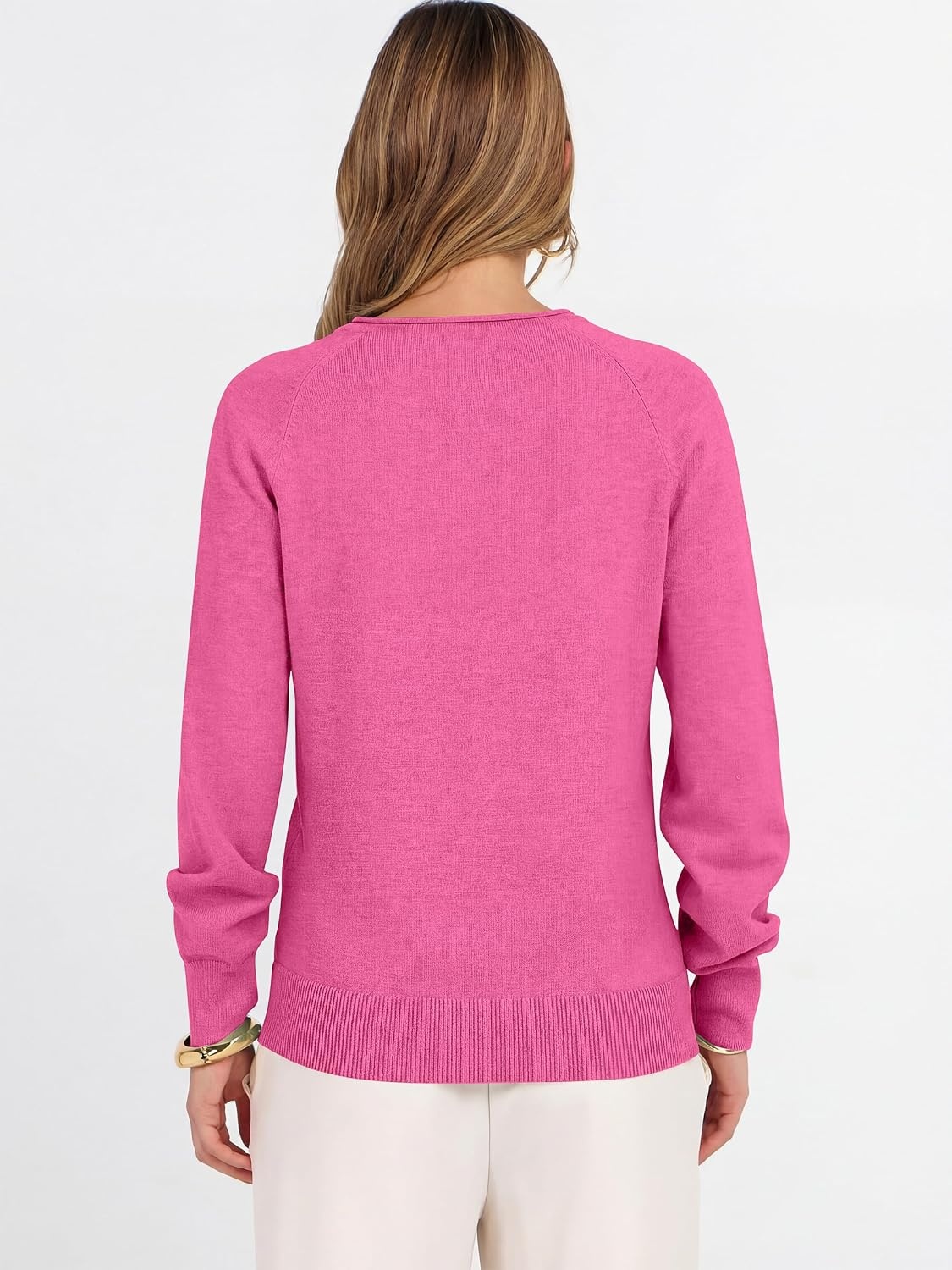 image:imageANRABESS Women Long Sleeve Rolled Neck Fall Lightweight Sweaters TopHot Pink