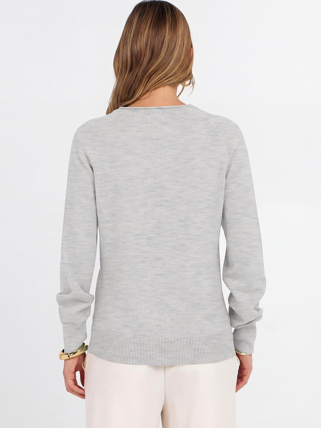 image:imageANRABESS Women Long Sleeve Rolled Neck Fall Lightweight Sweaters TopLight Grey