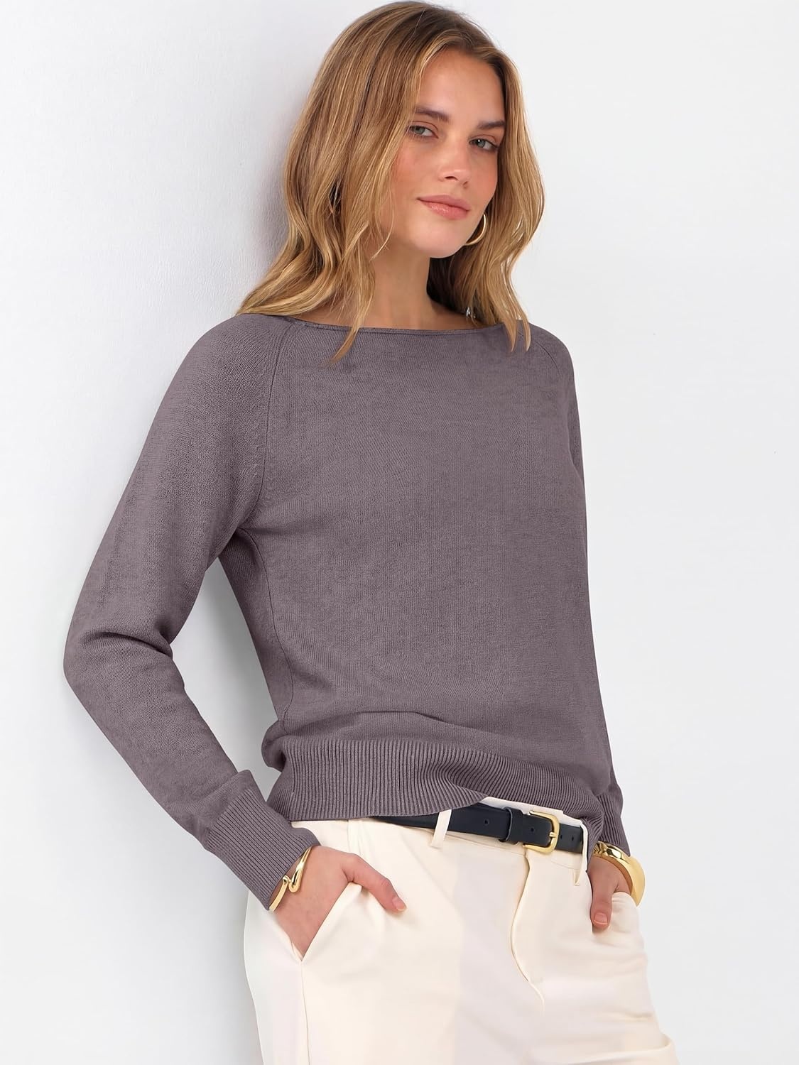 image:imageANRABESS Women Long Sleeve Rolled Neck Fall Lightweight Sweaters TopNutmeg